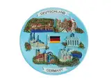 Euro Souvenirs Placa imán poli Alemania Ø 7 x 1 cm, en tablero de metal Dekorative Magnete, bunt, Único