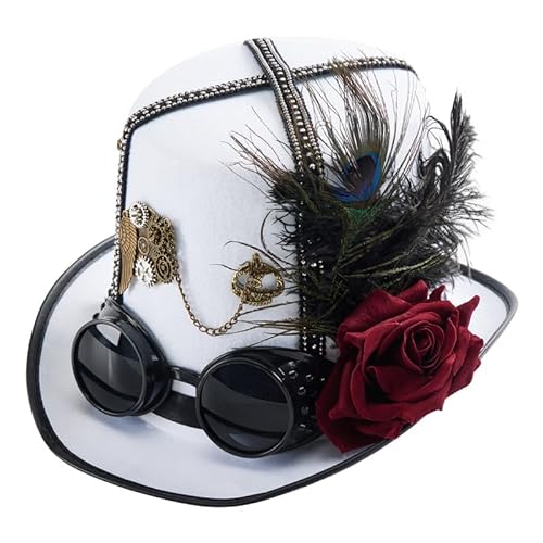 BLESSUME Steampunk Hut mit Brille Unisex Fasching Zylinder für Karneval, Halloween, Mottoparty