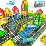 Magnetische Bausteine Straßenset mit Auto Magnetspiel Magnete Kinder Ausfahrbarem Magnetbausteine Straße Fliesen Spielzeug ab 3 4 5 Jahre Junge Mädchen Kinderspielzeug Weihnachten Geburtstag Geschenke