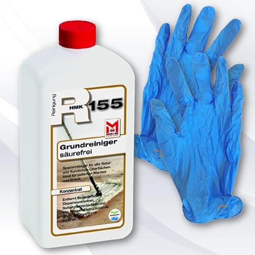 Hauswerk.shop Set 5 Paar Eiweghandschuhe und HMK R155 Grundreiniger 1 Liter