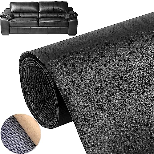 Selbstklebend Leder Patch, Kunstleder Reparatur Patch, Kunstleder Selbstklebende Patch, Leather Repair Lederflicken, Lederreparatur Patch Kits, für Sofas, Möbel, Autositze, 50 x 137 CM (Schwarz)