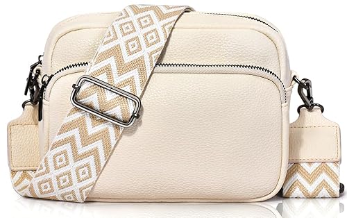 GASSDA Crossbody Bag Damen, Kleine Umhängetasche Damen Breiter Gurt, PU Leder Handtasche Damen mit Abnehmbarem Schultergurt