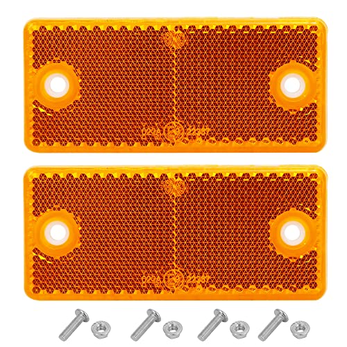 AGRISHOP Rechteckige Reflektoren Anschrauben,2Pack,90x40x8mm,mit E9-Prüfzeichen, Rückstrahler für Traktor Wohnwagen Streuscheibe Anhänger Katzenauge,Orange Eckige Reflektor (Orange/Eckige/2Pack)