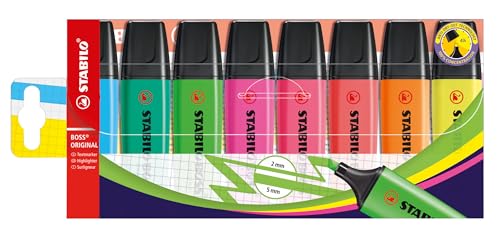 STABILO - Textmarker - BOSS ORIGINAL - 8er Pack - mit 8 verschiedenen Farben