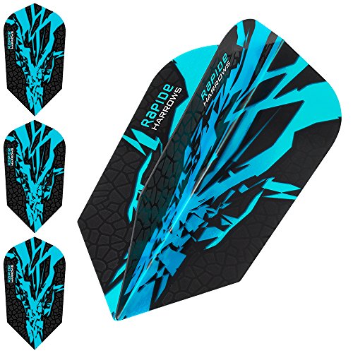 Harrows Rapide X Dart-Flights, 100 Mikrometer, schmal, 10 Sets (30 Stück) (Aquablau)