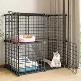 Pet's Home, Katzengehege, Hundekäfige for kleine Hunde im Innenbereich, Haustier-Laufstall for Katzen, Abnehmbarer extra großer Katzenlaufstall, Kleintierkäfig mit Türen(75 * 39 * 73cm)
