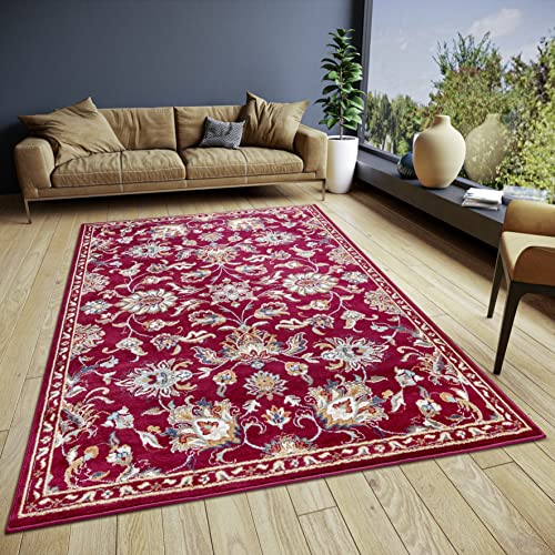 Hanse Home Caracci Teppich Orientalisch – Orient Läufer klassisch dicht gewebt mit Ornamenten und Blumenmotiven Weicher Kurzflor für Schlafzimmer, Esszimmer, Wohnzimmer, Flur, Küche – Rot, 57x90cm