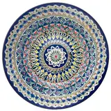 4BIG.fun Usbekische Lagan Ø42 cm Oriental Ljagan Ляган Schale aus Rischtan Keramik handarbeit Glasur Plate Handgemalt Teller Hand-Painted Handgefertigt Earthenware Usbekisch