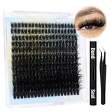 Fluffy Lash Extension Kit Wimpern Cluster Kit D Curl Volume Eyelash Extensions 240PCS Einzelwimpern Cluster Fluffy Eyelashes Clusters Lashes Kit mit Bond and Seal, Wimpernpinzette