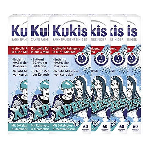 Kukis Zahnspangenreiniger, 6x60 Reinigungstabletten für Zahnspangen