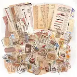 260Stk Scrapbooking Sticker Set Vintage Deko Bastelpapier Retro Beschreibbare Dekopapier Washi Aufkleber DIY Papier Dekoration für Scrapbook Zubehör Tagebuch Journaling (Buchstabenparadies)