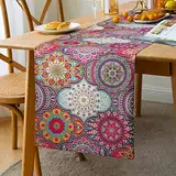 Tischläufer Boho Style Vintage Tischläufer Leinen Tischläufer Bunt Tischläufer Boho Tischdecke Marokkanische Mandala Tischdecke Urlaub Party Hochzeit Bankett Restaurant Dekorat Geschenk 33 X 183cm(C)