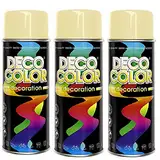 Deco Color 3er Sparpack DC Lackspray glänzend 400ml nach RAL freie Farbauswahl (3 Dosen in hellelfenbein glanz RAL 1015)