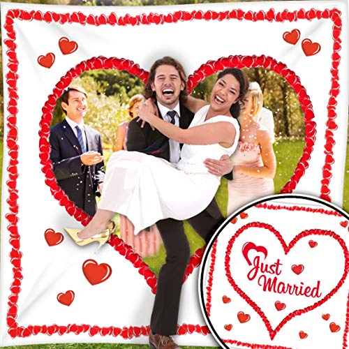 galleryy.net Hochzeitsherz Ausschneiden Set - Stofflaken Herzmotiv & Schlaufen zum Straffhalten INKL. 2 Nagelscheren + Glückwunschkarte - Hochzeitsspiele und Hochzeitsbräuche