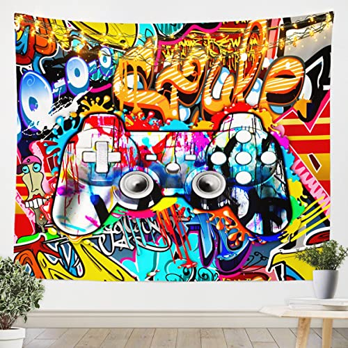 Loussiesd Kinder Spieler Tapisserie Hippie Graffiti Stil Wandteppich 148x200cm Tapestry für Kinder Jungen Mädchen Graffiti Spielen Wandbehang Straßenkultur Wandkunst