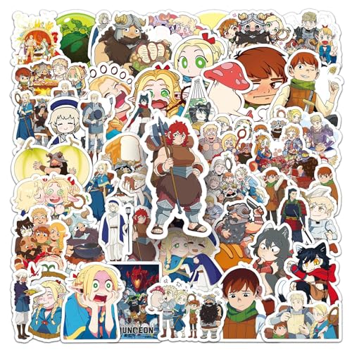 Delicious Dungeon Aufkleber 50Pcs Graffiti Abziehbild Anime Figur Notizbuch DIY Aufkleber Delicious Dungeon Abziehbild für Tabletten Becher Skateboard Fahrrad Helm Wasserdicht Dekorative Aufkleber