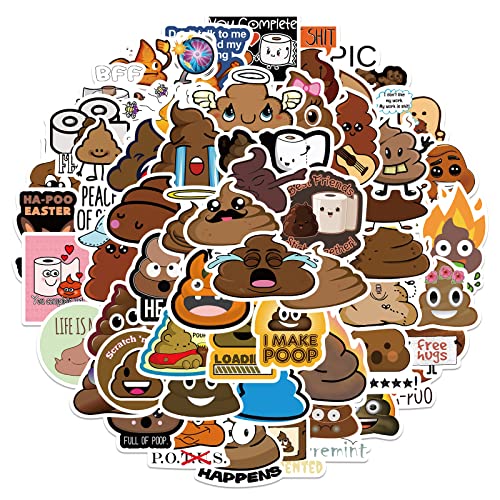 Funny Poop Aufkleber 50 Stück Kawaii Cartoon Prank Meme Stickers für Laptop Skateboard Auto Fahrrad Scrapbook Motorrad Koffer Gepäck,wasserdichte Aesthetic Cute Aufkleber für Teenager Mädchen Kinder