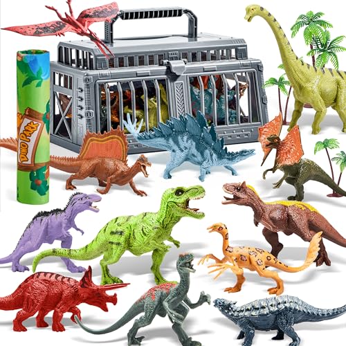 JOYIN Dinosaurier Spielzeug ab 3-6 Jahre, Kinder Spielzeug Spielmatte Set, 19 PCS Realistische Dinosaurier Figuren für 3 4 5 6 Jahre, Dinosaurier Spielzeug für Kindergeburtstag
