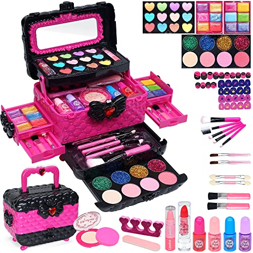 Kinderschminke Set Mädchen Kinder Make Up Set - 57PCS Kinder Schminkkoffer Mädchen Spielzeug,Kinder Schminkset Mädchen,Halloween Weihnachts Geburtstags Geschenke für Mädchen 4 5 6 7 8 9 10-12 Jahre…