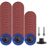 50Pcs Quick Change Discs set 60 GRITS 2 Zoll A/O Sanding Discs mit 1/4"Holder for Die Grinder Surface Prep Strip Grind polnischer Finish Burr Rust Paint Removal Surface Conditioning Discs