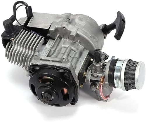 Pocket Bike Motor, 2 Takt Motor 1.9kw/7000rpm, 3PS Mini Motor, 49cc Pocket-Bike-Motor 2.7N.M, Dirtbike Motor 44mm Zylinder-Durchmesser, 49ccm Motor mit 1.2L Kraftstofftank Kapazität