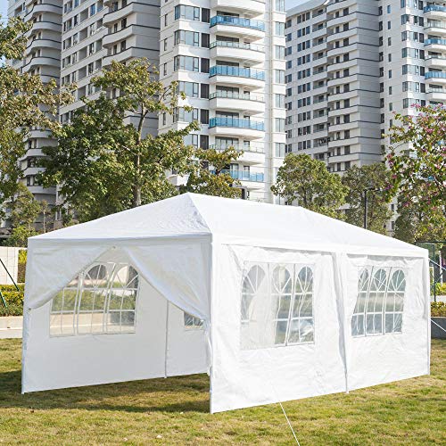 Pavillon Faltbare Gartenlaube Wasserdichtes Partyzelt 3x6m mit 6 UV-Wänden Weißer Pavillon Dicke PE-Plane für Hochzeitsfeiern Gewerbliche Aktivitäten