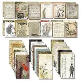 Doraking 24 Blatt Vintage Zeitung Blumen Briefpapier Karte Rhythmus Doppelseitiges Kunstpapier Pack für Junk Journaling Bullet Journals Artikelsammlung Dekoration