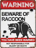 Geroclonup Tierwarnschild "Beware of Raccoon", 20 x 30 cm, Vintage-Metall-Warnschilder über Waschbär-Aktivitätsbereiche für Außenbereiche, Zäune, Höfe, Wald, Landschaftsbereich