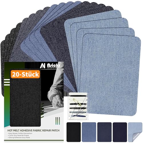 Nsickr -Jean Patches zum Bügeln auf innen und außen. Verschiedene Blautöne Patches Repair Kit. Jeans. Reparaturset für Kleidung. Starker Klebstoff. Mehrere Spezifikationen (Fünf Farben, 7.5×10.5 CM)