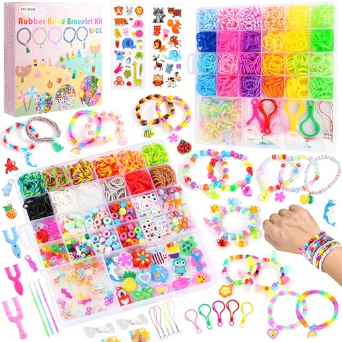 LUZOON 3000+ Loom Bänder Set, 37 Farben Armbänder Selber Machen Gummibänder Kinder Basteln Schmuck Selber Machen Set Schmuckbastelsets für Kinder Mädchen Jungs