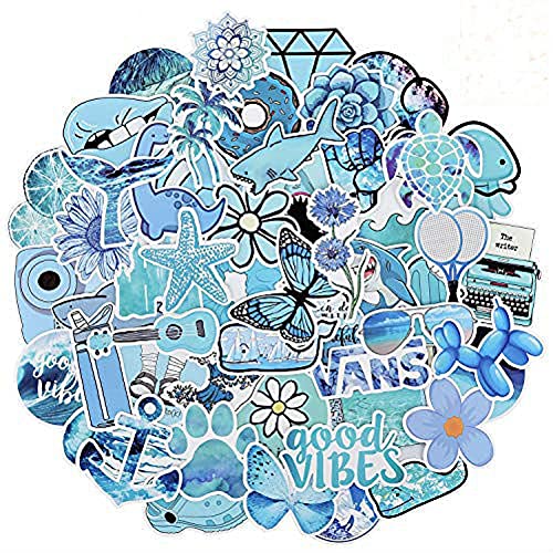 Willingood Aufkleber Mädchen 53pcs VSCO Tumblr Aesthetic Stickers Wasserdicht für Laptop Skateboard Auto Motorrad Fahrrad PS4 Koffer Snowboard iPhone, Blau