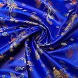 Chinesischer Brokatstoff, traditionelles Drachenkleid, bestickt, Seide, Satin, orientalisch, Königsblau