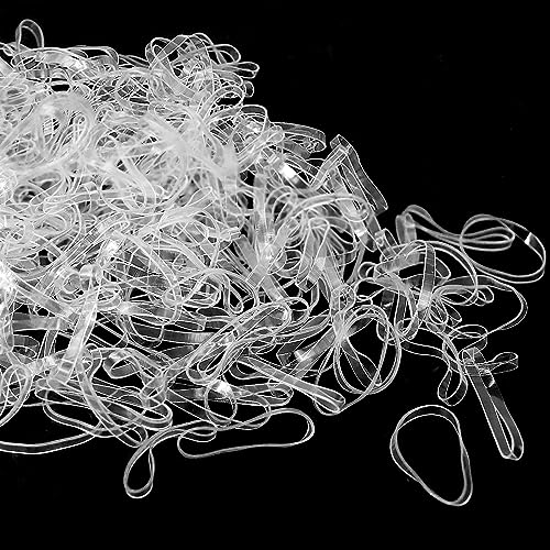 Sularpek Haargummis, 300 Stück klein Haargummis, Elastische Haargummi, für Frauen Mädchen Flechten, Hochzeitsfrisur, und Tägliche Frisuren(Transparent)