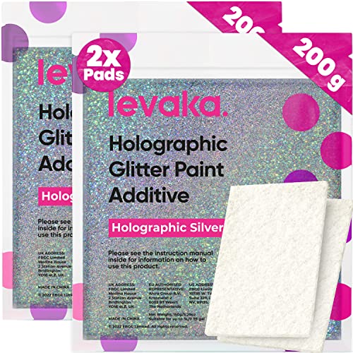 FBGC Levaka 400 Gramm Holographischer Glitzer für deine Glitzer Tapete – 2 Polierpads Inklusive – Deine Glitzer Wandfarbe Kompatible mit Jeder Malerfarbe