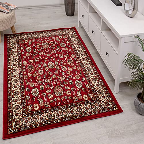 Teppich-Home Orient R2430 Klassischer Teppich, gewebt, mit Ornamenten und Blumenmotiven, Farbe: Rot, Beige, Grau, Schwarz, Größe: 80 x 150 cm