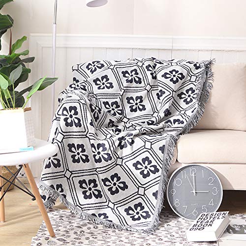 Boho-Decke mit Fransen,tagesdecke Ethno-Stil,Schwarz-weißes geometrische Strickdecke Quasten Jacquard,Multifunktionale Stuhlabdeckung,dekorativ für Zuhause,Büro,Reisen, Zelten Weiß-04,180 X 300 Cm