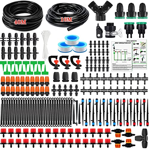 JOTOL 300+pcs Bewässerungssystem Garten BewässerungsSystem mit Verstellbaren Düsen Wasser Sparendes Automatisches Bewässerungsset,Micro Drip Bewässerung Kit für Garten Gewächshaus Terrasse Rasen