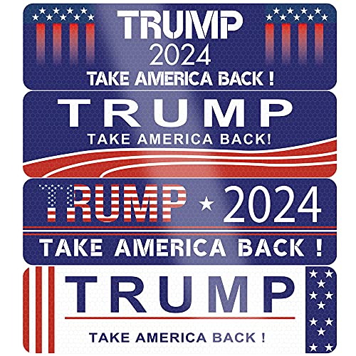 4 Stück Trump-Automagnete, 2024 Trump Take America Back, Elect President Donald Trump 2024 Wahl, patriotisch, hochreflektierend, magnetische Stoßstangenaufkleber, 30 x 8,4 cm