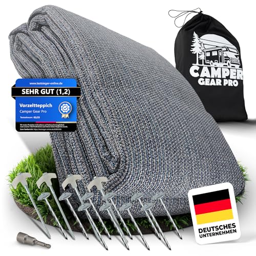 Camper Gear Pro Vorzeltteppich mit Profi Heringen [Extrem Stabil] | Camping Teppich Outdoor – Zeltteppich, Markisenteppich für Wohnwagen, Wohnmobil & Zelt – Jetzt Größe wählen (300x400 cm)