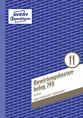 AVERY Zweckform 745 Bewirtungskostenbeleg (A5, mikroperforiert, 50 Blatt) Blau (weiß Blätter)