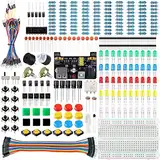 Miuzei Basic Starter Kit für Arduino Projekte mit Steckboard, Power Supply Modul, Jumperkabel, Resistors, LED, Elektronik Steckbrett Breadboard Set, Kompatibel mit Raspberry Pi