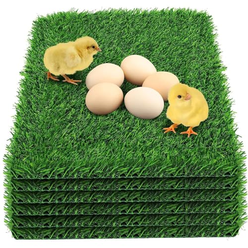 6pcs Hühnchen Nistpads mit künstlichem Gras 12x12 Hühnerablegungspads Waschbar wiederverwendbare dichte weiche PE Nistpolster für Hühnerpolster kleiner Haustier