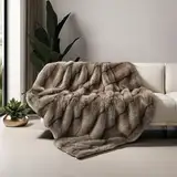 inchgrass Kunst-Nerz-Fell-Decke Luxus-Felldecke Sofa Flauschige Decke – Superwarme Elegante gemütliche Kuscheldecken für Couch, Sessel und Bett, waschbare Plüschdecken 130x150 cm Braune Wohndecke