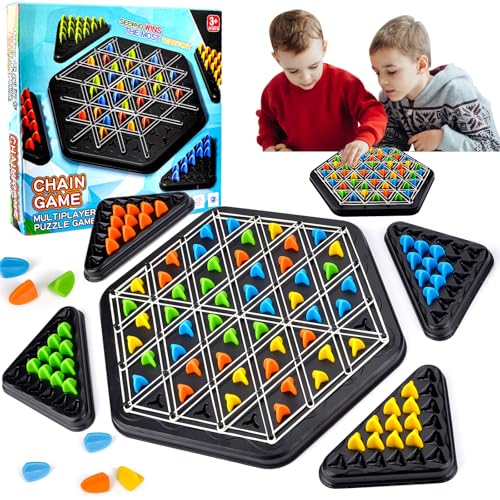 Triggle Game, Triggle-Spiel, lustiges Triggles-Spiel GummibäNder, Triggle, Kettendreieck Schachspiel interaktives Steckspiel, Strategie-Steckbrettspiel für Familienfeiern mit Kindern und Erwachsenen.