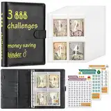 100 Envelope Challenge Binder,Challenge Budget Planer,Saving Binder Mit Challenge Tracker und Pre-numbered Taschen,Fun Way to Save,Budget Binder with Cash Envelopes for School,Home,Office (Schwarz)