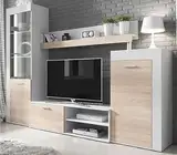 MEBLE KRYSPOL Wohnwand Wohnzimmer Rita – Wohnzimmer Möbel – Wohnwand Modern – Sideboard Wohnzimmer – Wohnzimmer Schrankwand – Wohnzimmer Möbel Modern - Regal Weiß - TV Schrank - Mehrzweckschrank