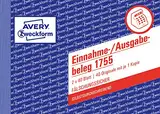 AVERY Zweckform 1755 Einnahme-/Ausgabebeleg (A6 quer, selbstdurchschreibend, von Rechtsexperten geprüft, für Deutschland zur ordnungsgemäßen, kostengünstigen Buchführung, 2x40 Blatt) weiß/gelb