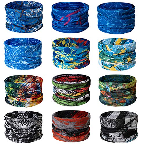 TAIYUNWEI Outdoor Multifunktionstuch Sport Magic Nahtlose Schal Magic Kopftuch Elastische Stirnband Bandana UV Widerstand Sport Kopfbedeckung für Reiten Motorradfahren Wandern Angeln Yoga (12 Stück)