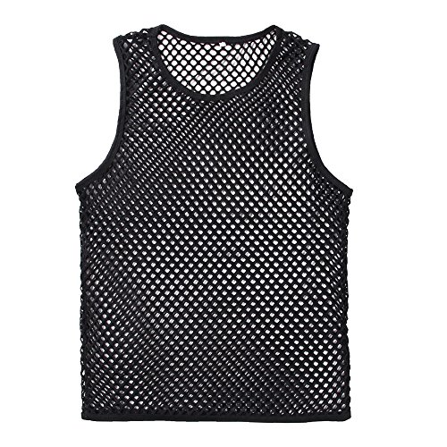 Herren Netz Tank Tops Muskel Transparent Shirts Netzhemd Rundkragen Netzshirt für Männer ärmellos Clubwear