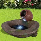 AMUR Gartenbrunnen Zierbrunnen Zimmerbrunnen Springbrunnen Brunnen 230V Wasserfall Wasserspiel für Garten, Gartenteich (Wein-AMPHORE)
